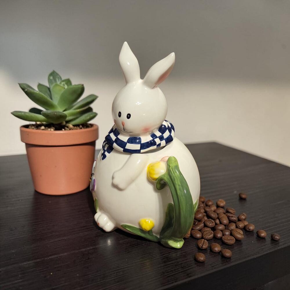 Mercuries Decorative Easter Collection Bunny Teapot with Lid Floral Design